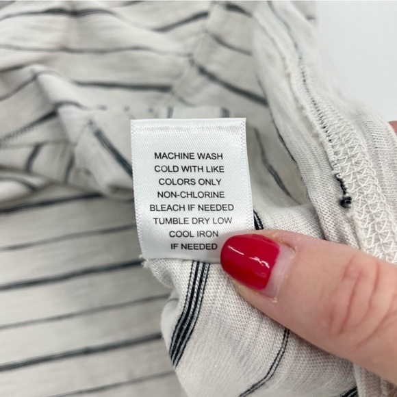 HABITAT CLOTHES SIERRA PULLOVER Beige and Black Stripe Cotton Asymmetrical Top - Picture 7 of 8